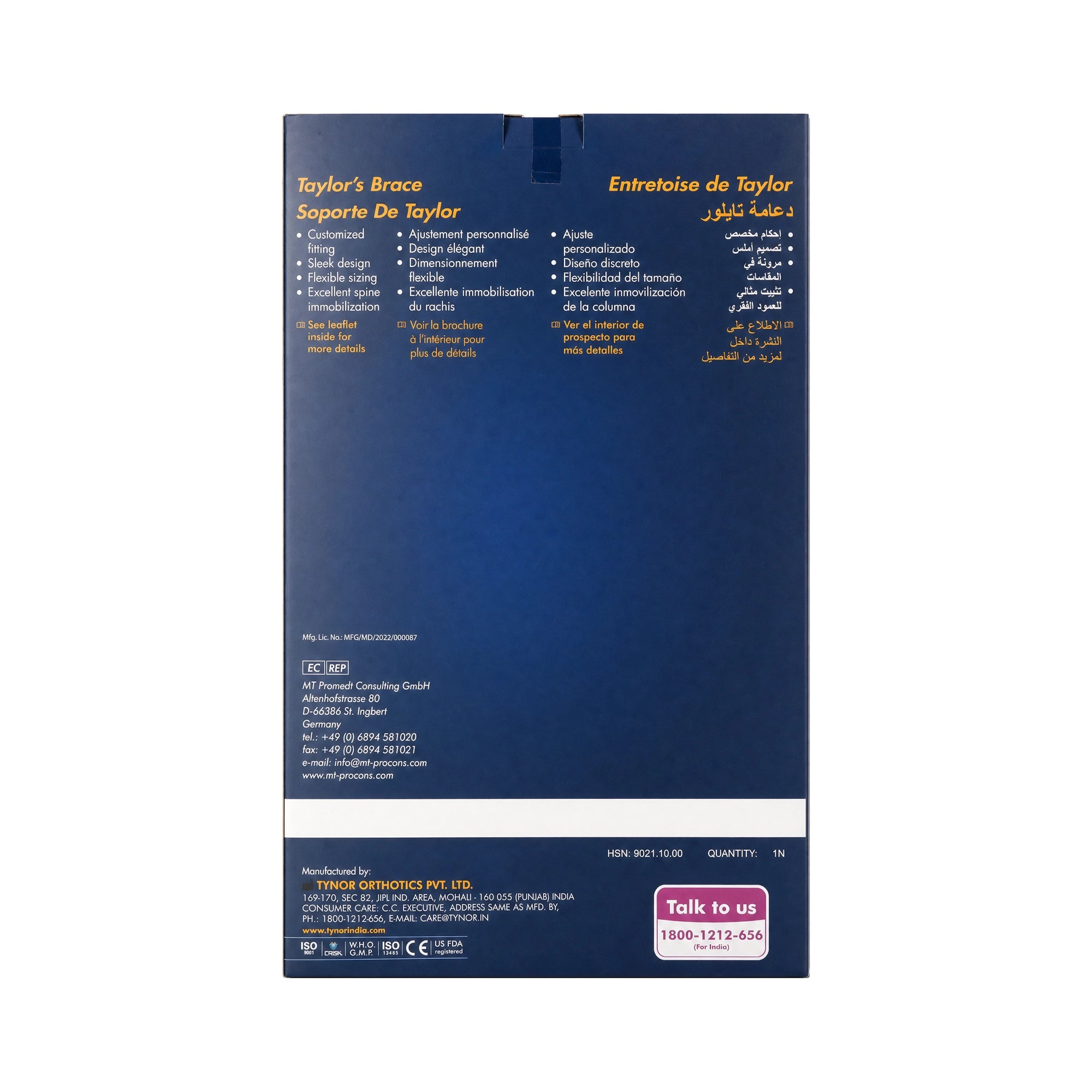 42187-Tynor Taylors Brace Long-A13 SPL +1
