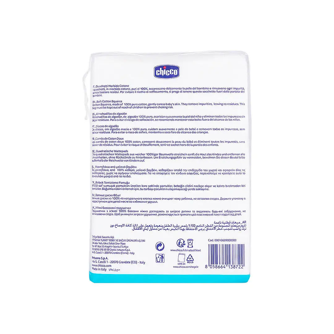 Chicco Baby Moments Soft Cotton Squares 60Pcs +3