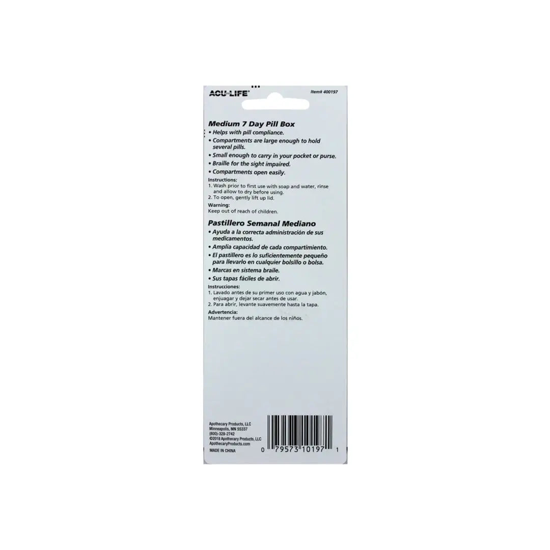 Acu-Life Weekly Pill Reminder Medium