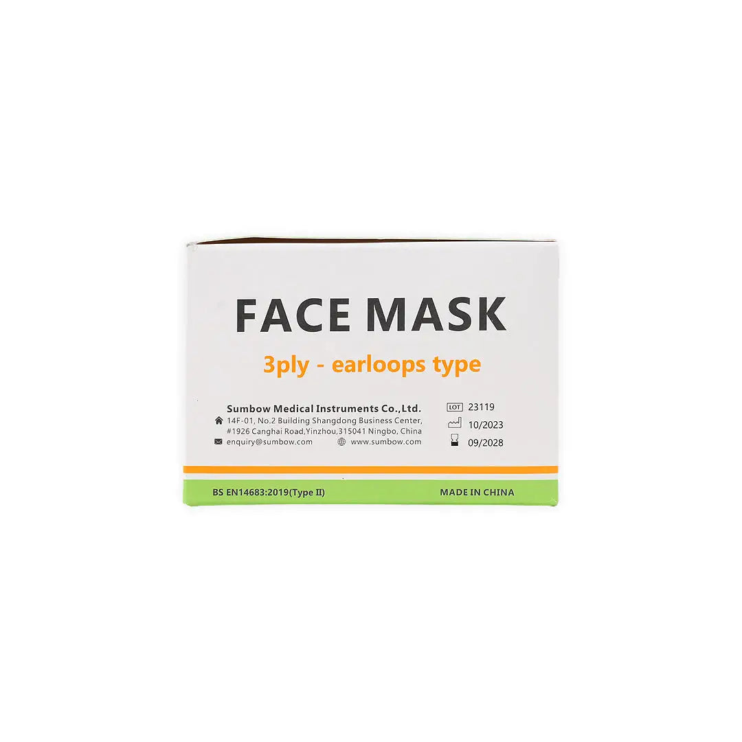 Sumbow Face Mask 3ply Earloop 50pcs-White