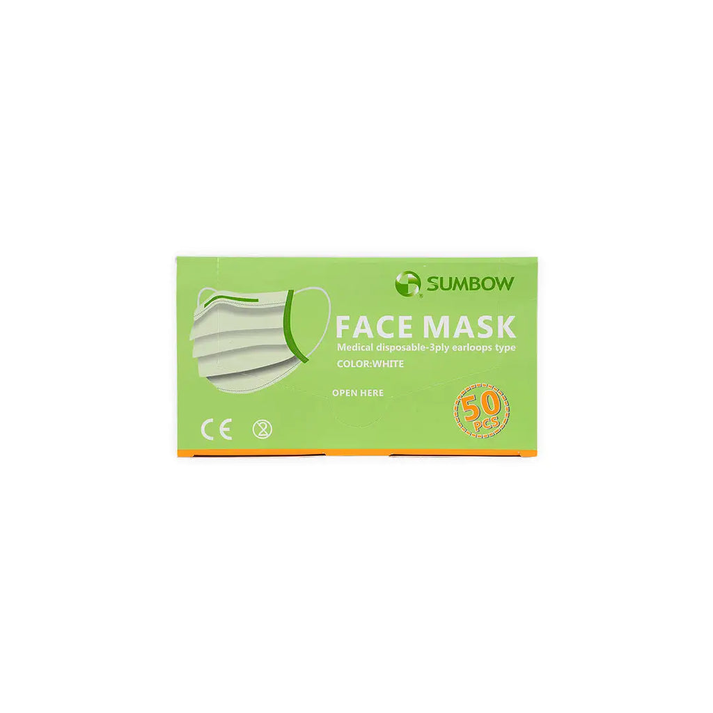 Sumbow Face Mask 3ply Earloop 50pcs-White