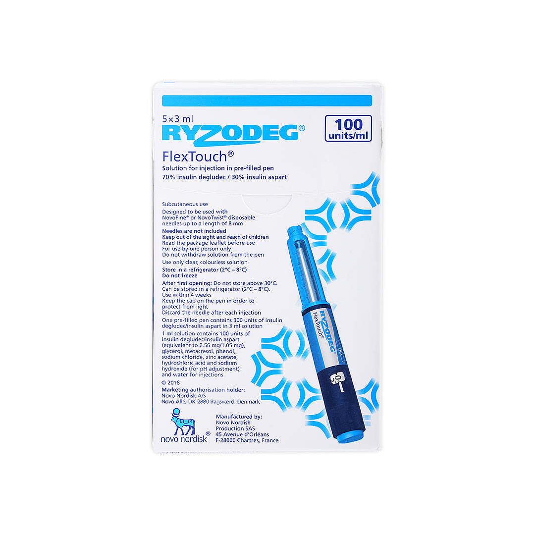 RYZODEG FLEXTOUCH 100IU/ML 5PEN 3ML