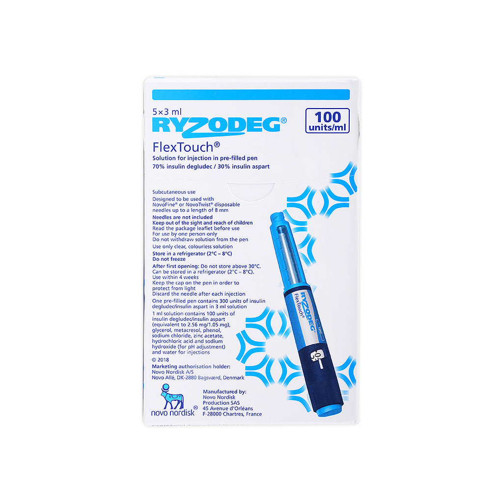 RYZODEG FLEXTOUCH 100IU/ML 5PEN 3ML