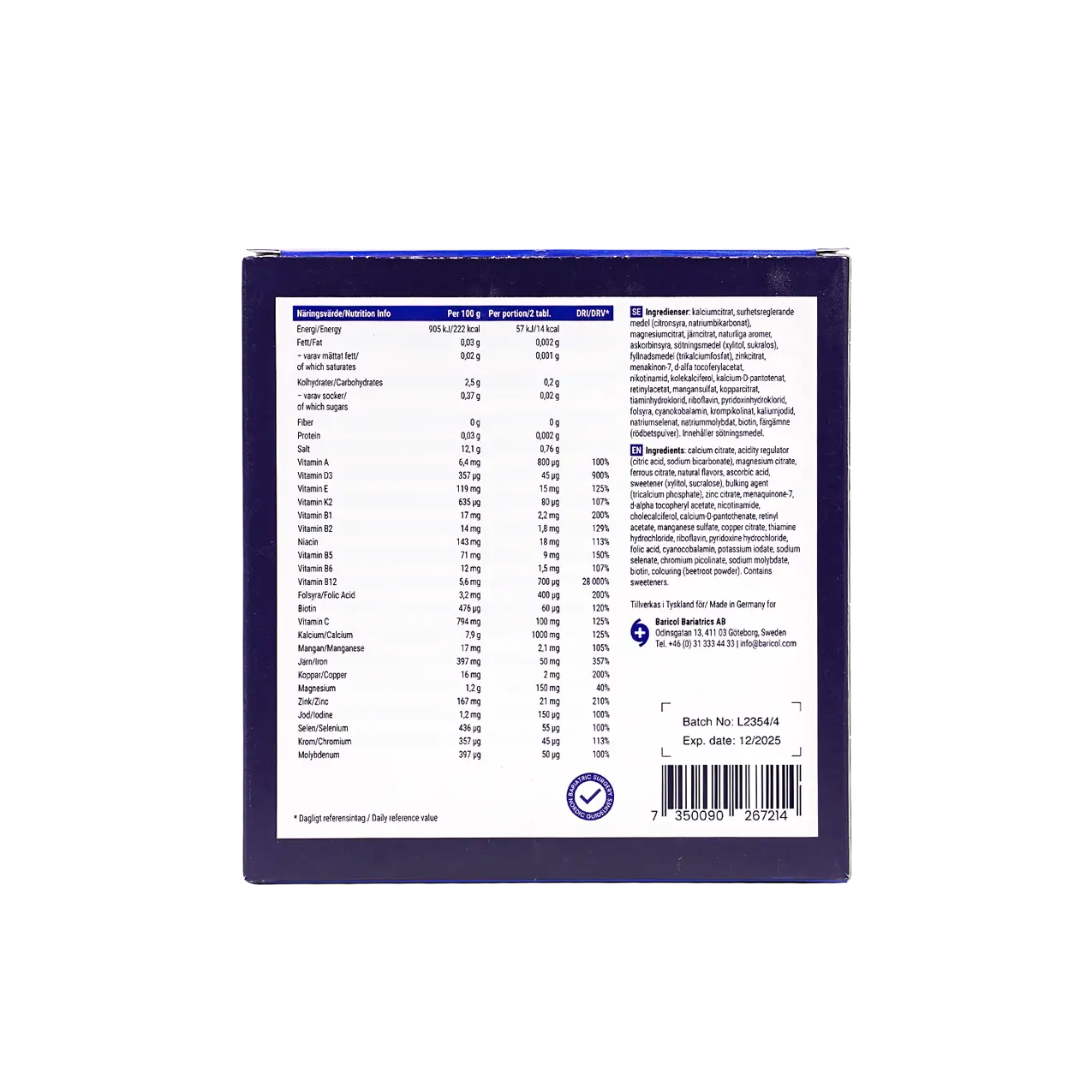 BARICOL COMPLETE RESPBERRY/PEACH EFF. 60TAB