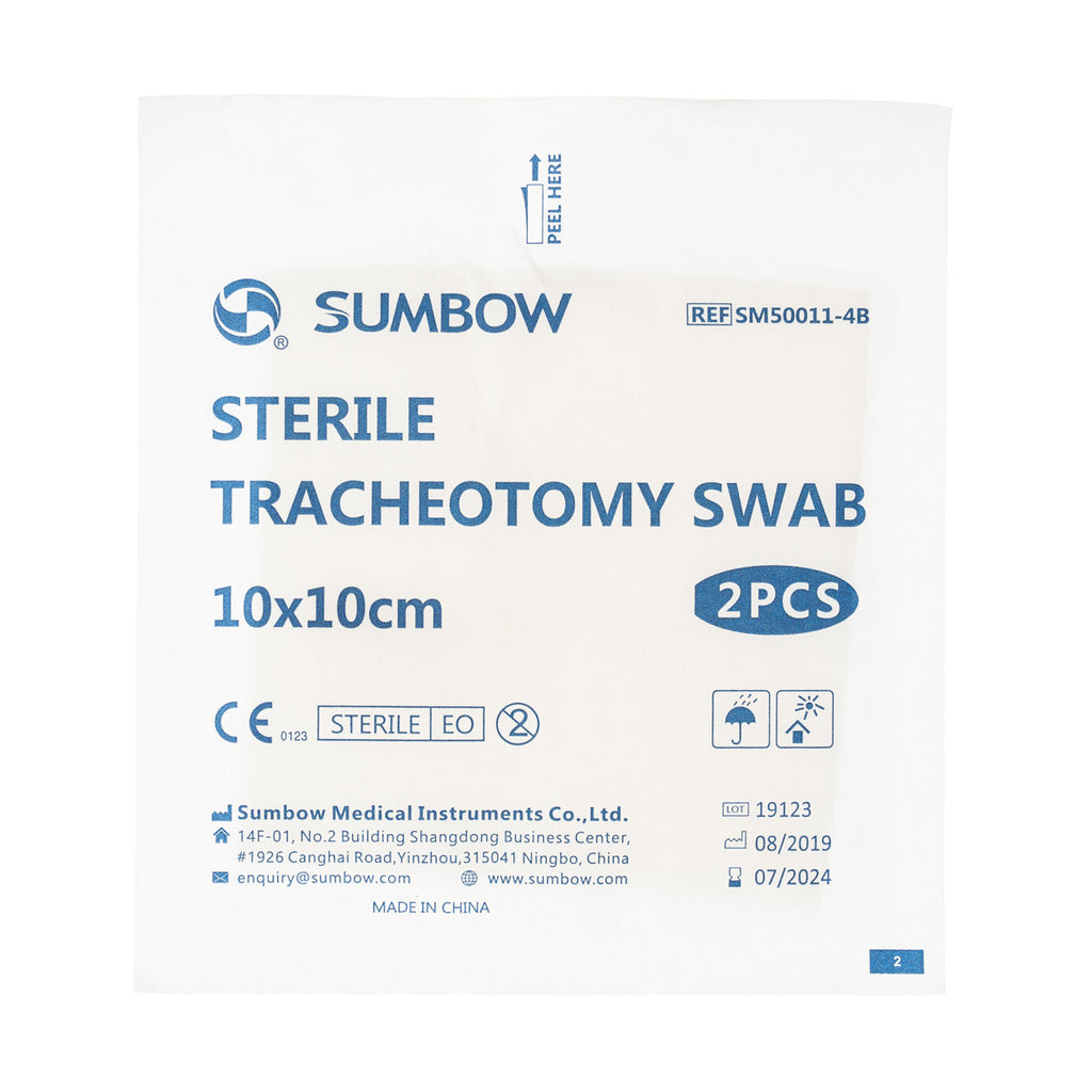 SUMBOW STERILE TRACHEOTOMY SWAB 10X10CM 2PCS
