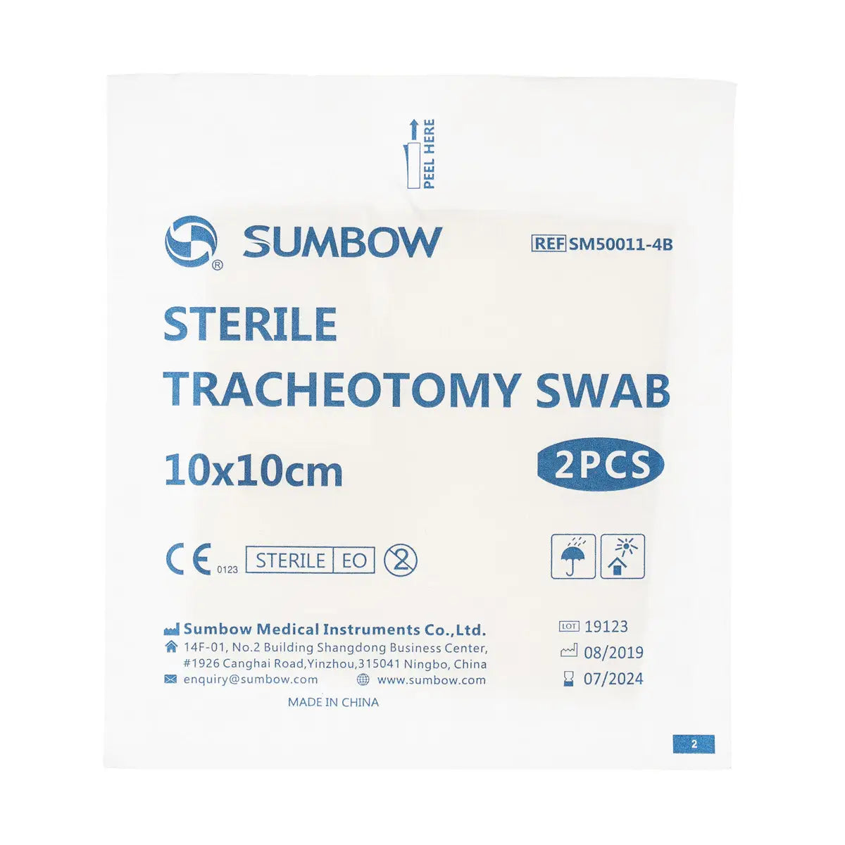 43510-Sumbow Tracheotomy Swab Sterile 10x10cm 2pcs
