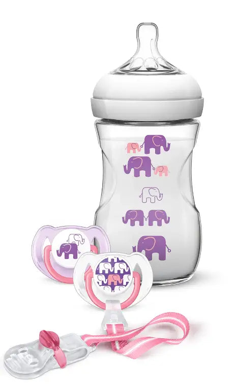 Avent Natural Bottle & Soother Purple Set-D628/01(PA438)