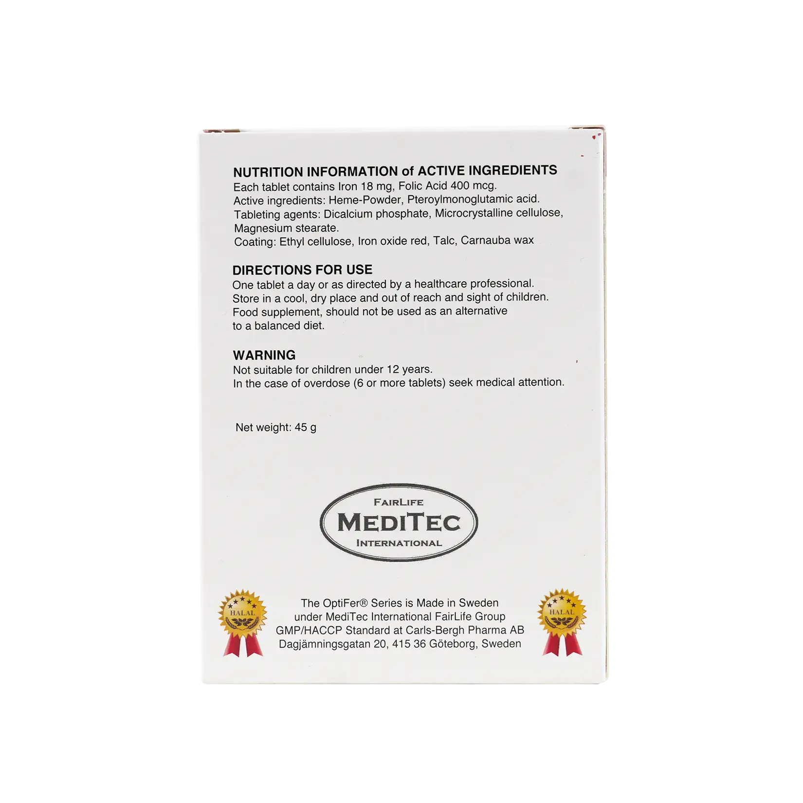 Optifer F 18Mg Iron + 400Mg Folic Acid 60 Tab