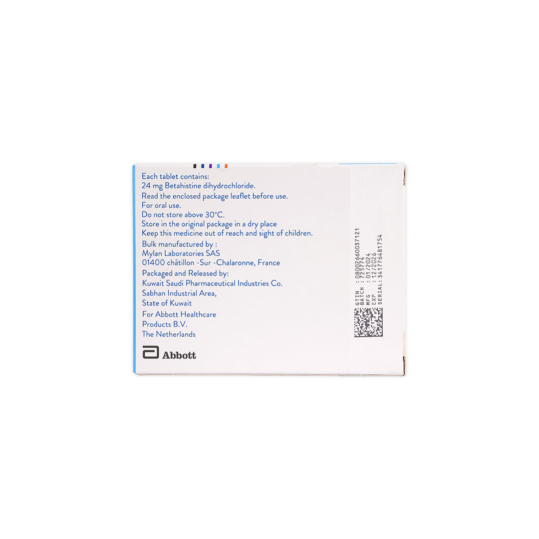 BETASERC 24MG 60 TAB