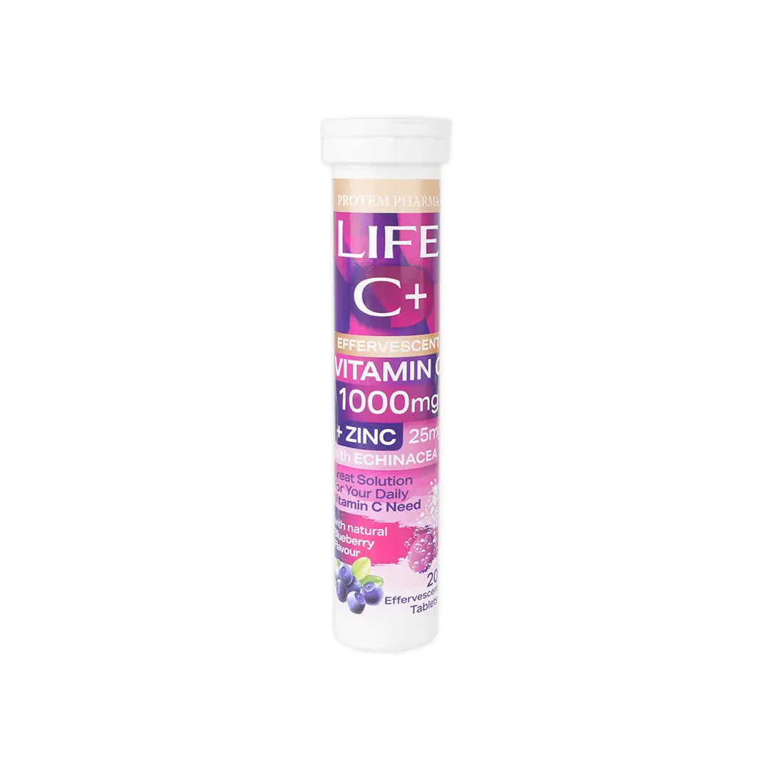 Protem Pharma Life Vit-C 1000mg 20 Effe Tablets-Blueberry
