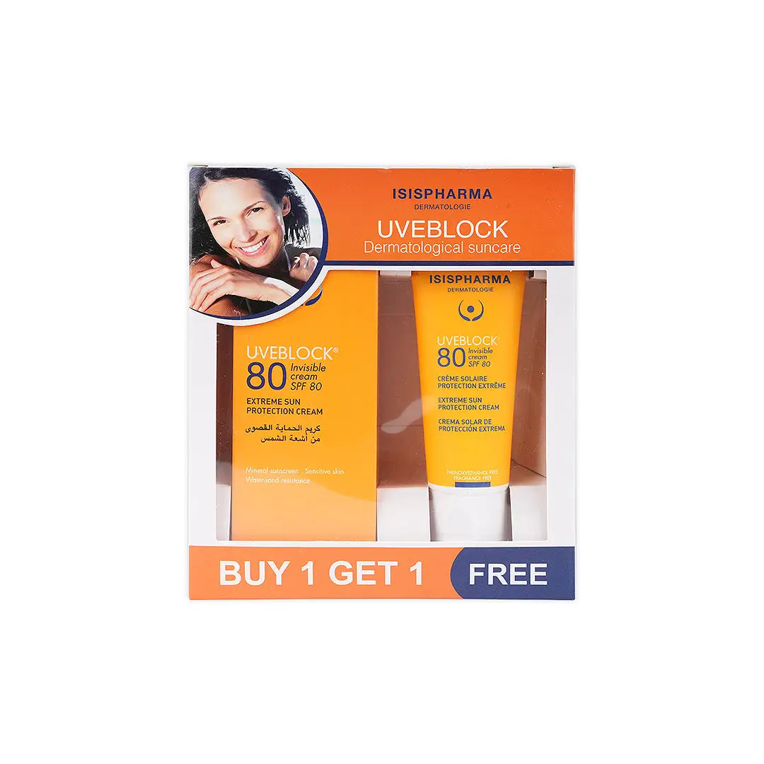 ISIS Pharma UVEBLOCK SPF80 Invisible Cream 40 ml 1+1 Offer
