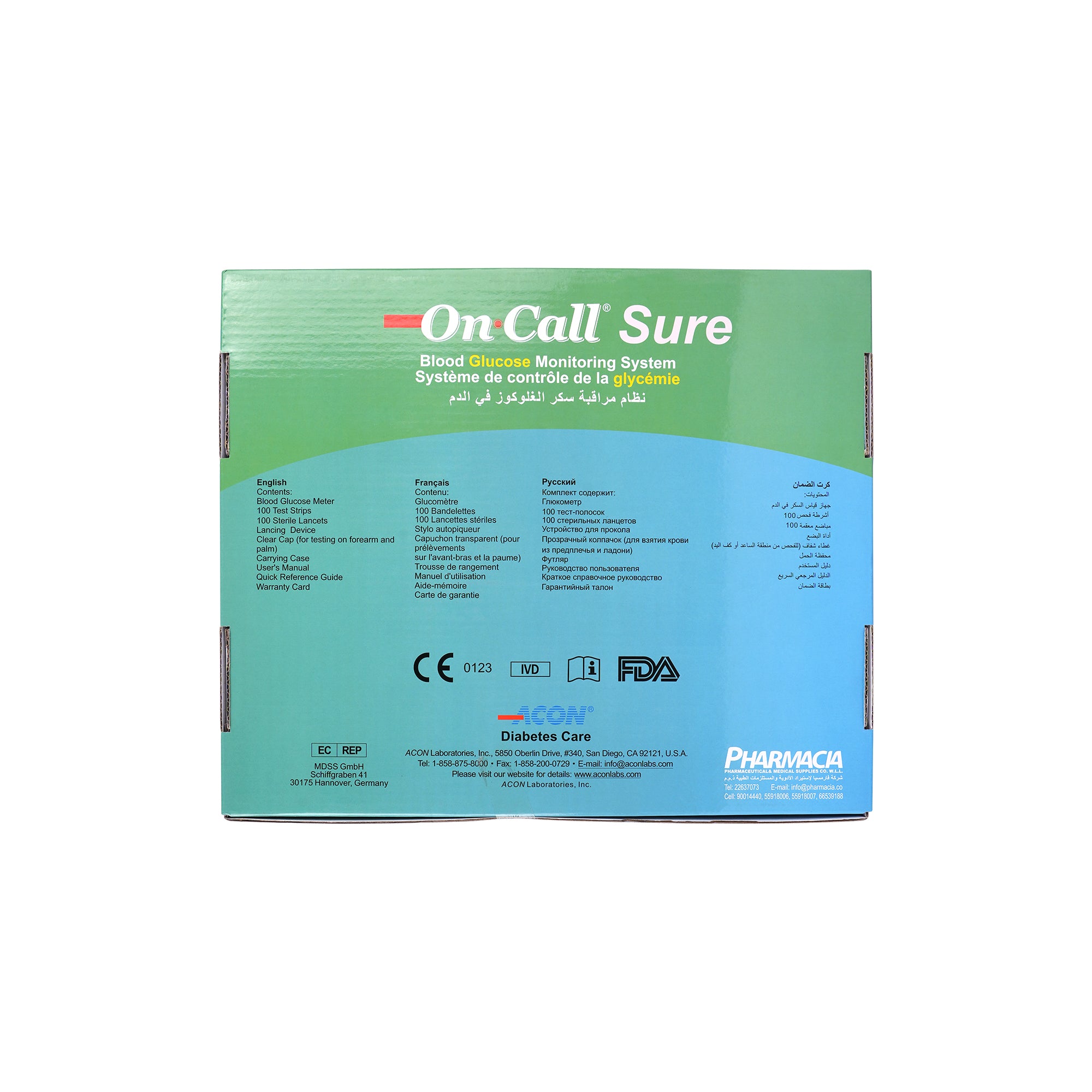 45010-On Call Sure Glucometer+100 Strips+100 Lancets+Alc +5