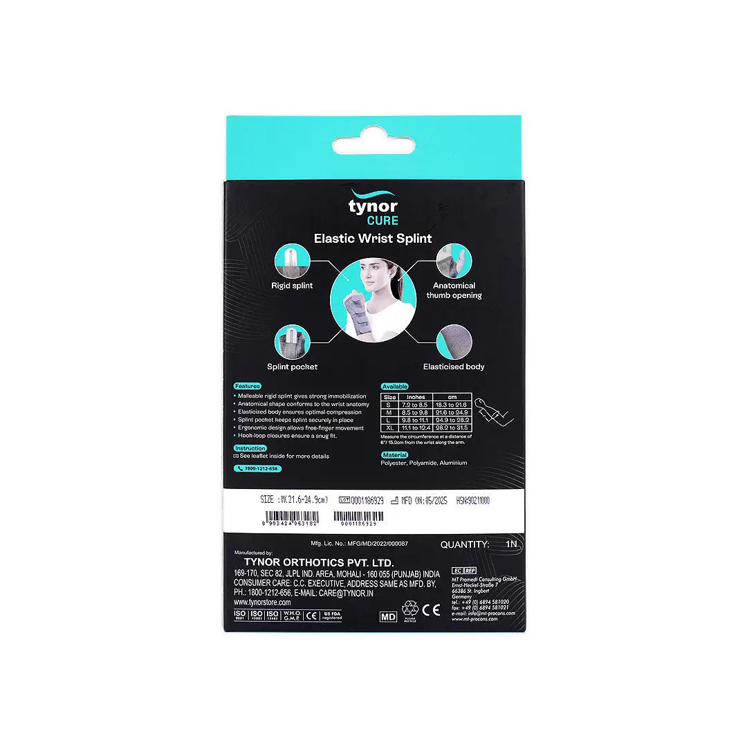 45124-Tynor Wrist Splint Elastic Right-E01 M +1