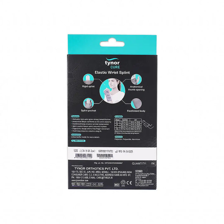 45125-Tynor Wrist Splint Elastic Right-E01 L +3