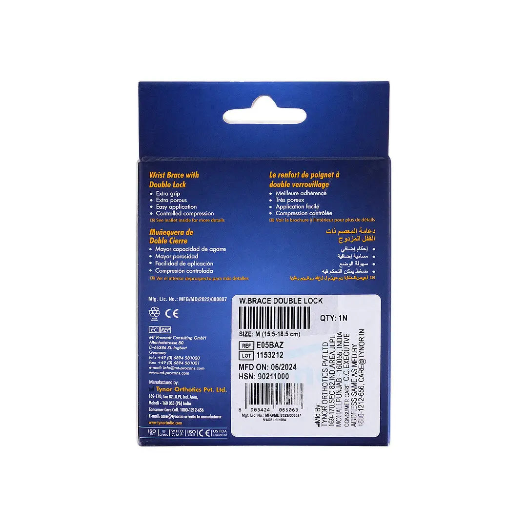 Tynor Wrist Brace with Double Lock-E05 M +4