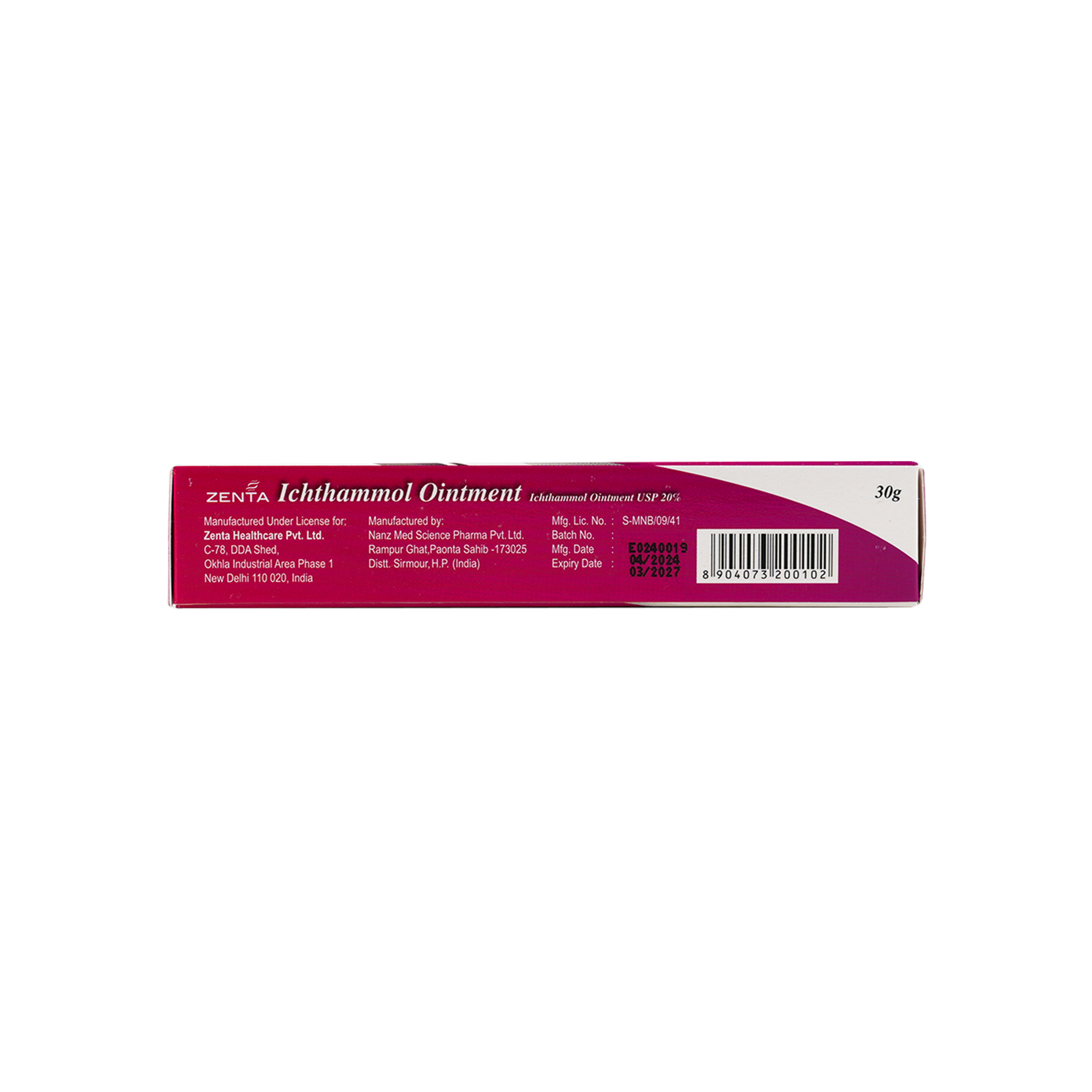 ZENTA ICHTHAMMOL 20% OINTMENT 30G