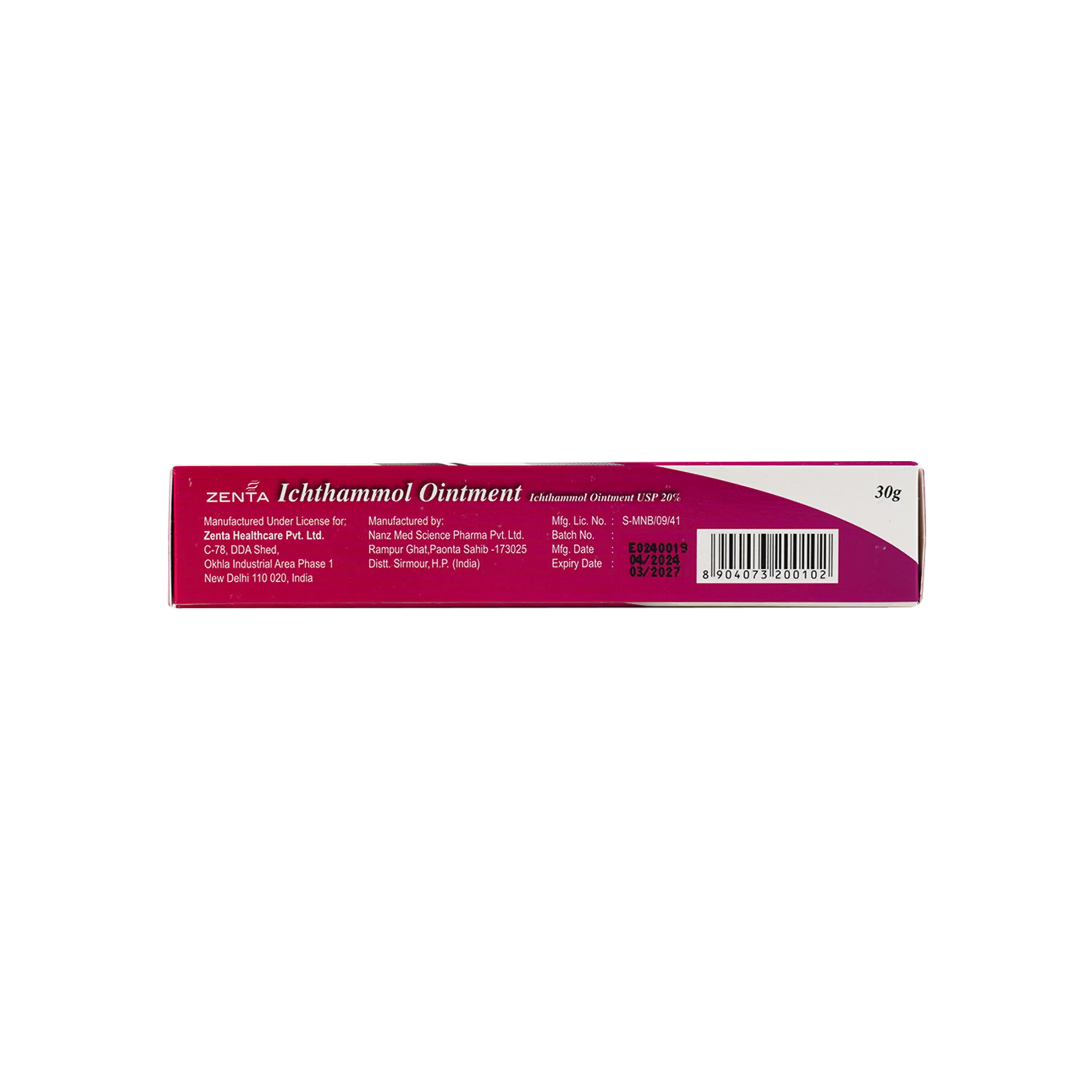 Zenta Ichthammol 20% Ointment 30G