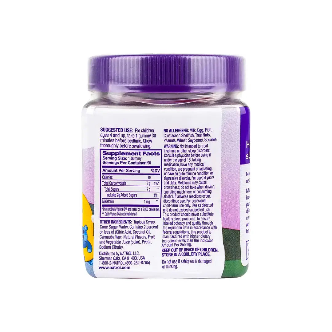 45455-Natrol Kids Sleep Melatonin 1mg 90 Gummies-Raspberry +2