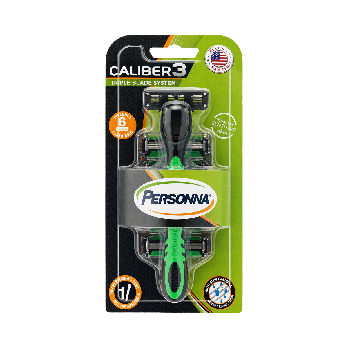 45620-Personna Caliber3 6 Cartridges 1 Razor +1