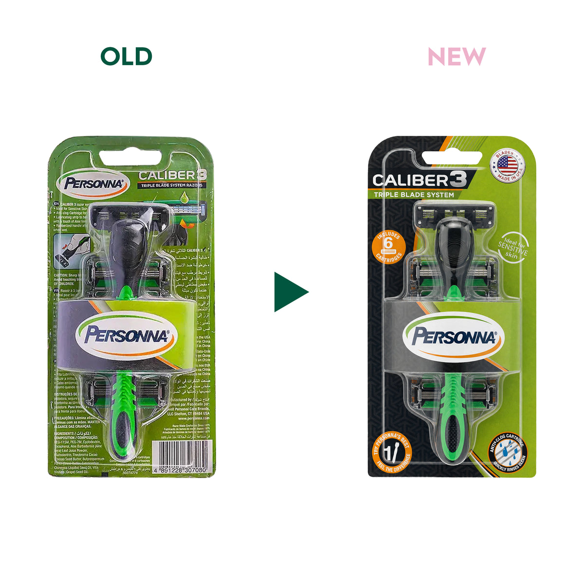 45620-Personna Caliber3 6 Cartridges 1 Razor 