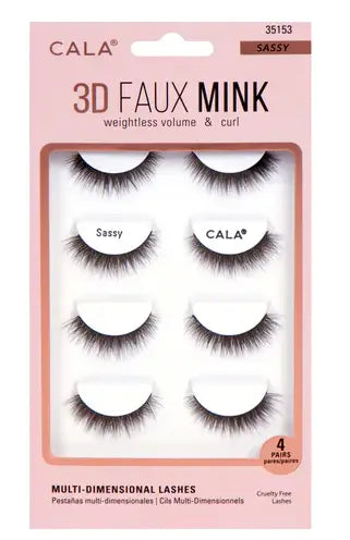 45728-Cala Eye Lashes 3D Faux Mink 4Pairs Sassy