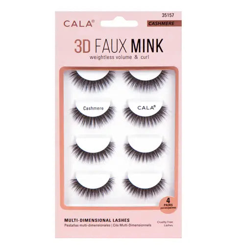 45729-Cala Eye Lashes 3D Faux Mink 4Pairs Noir