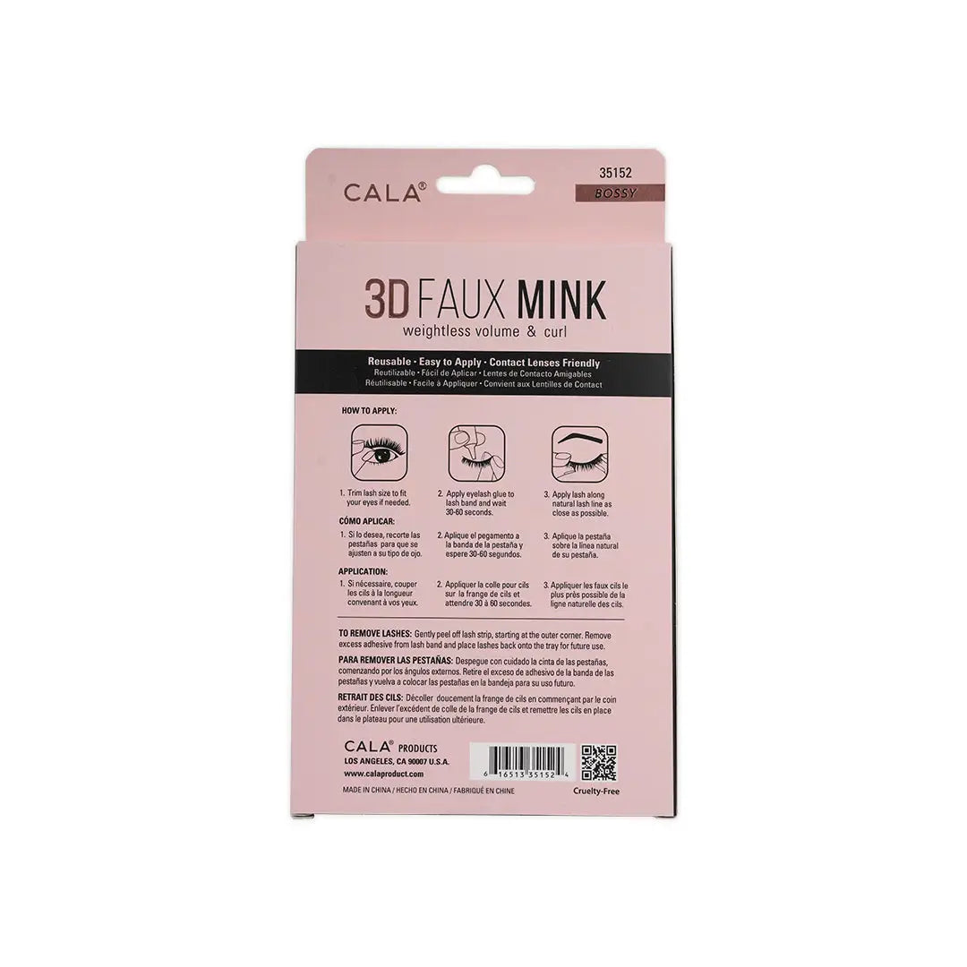 45730-Cala Eye Lashes 3D Faux Mink 4Pairs Bossy +1