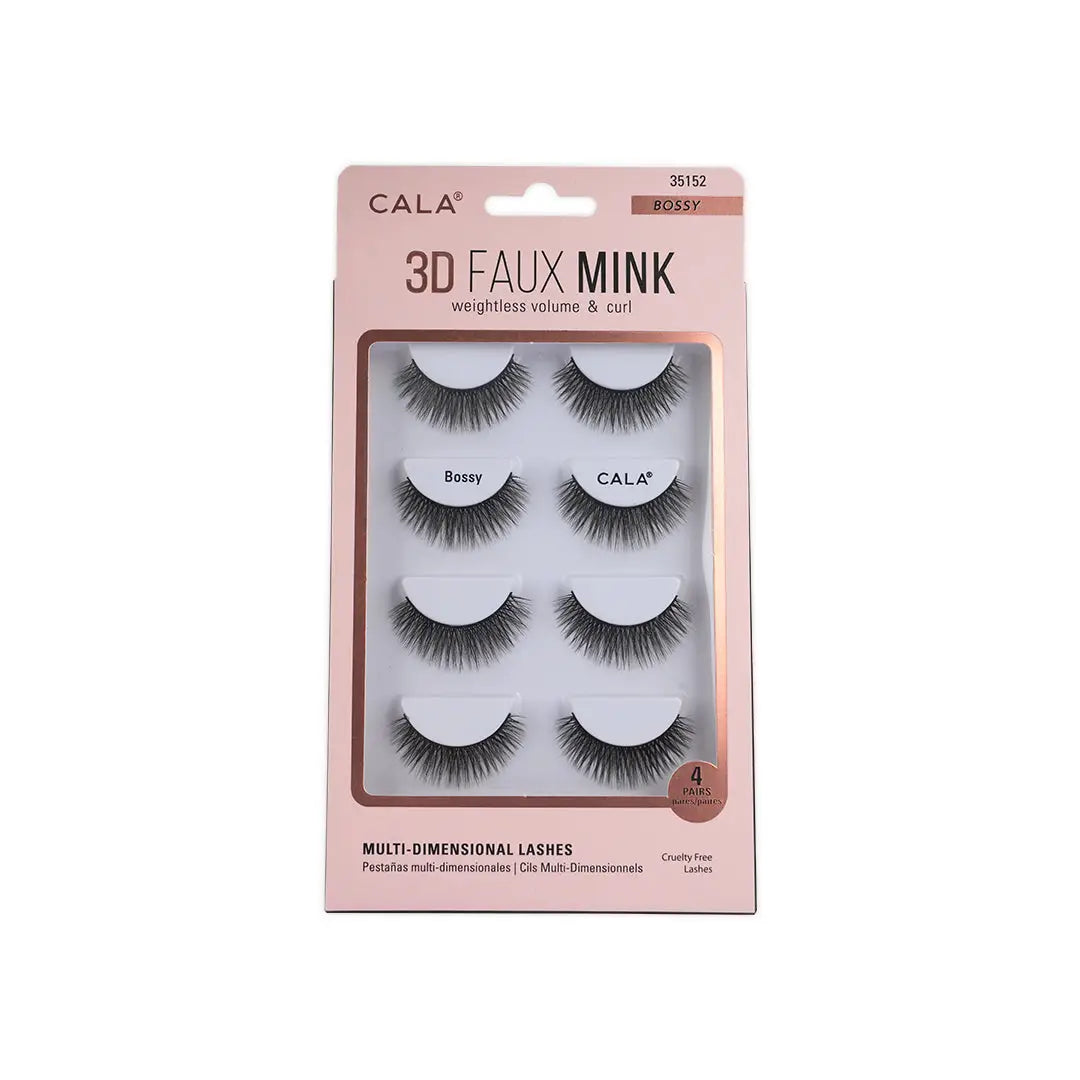 45730-Cala Eye Lashes 3D Faux Mink 4Pairs Bossy