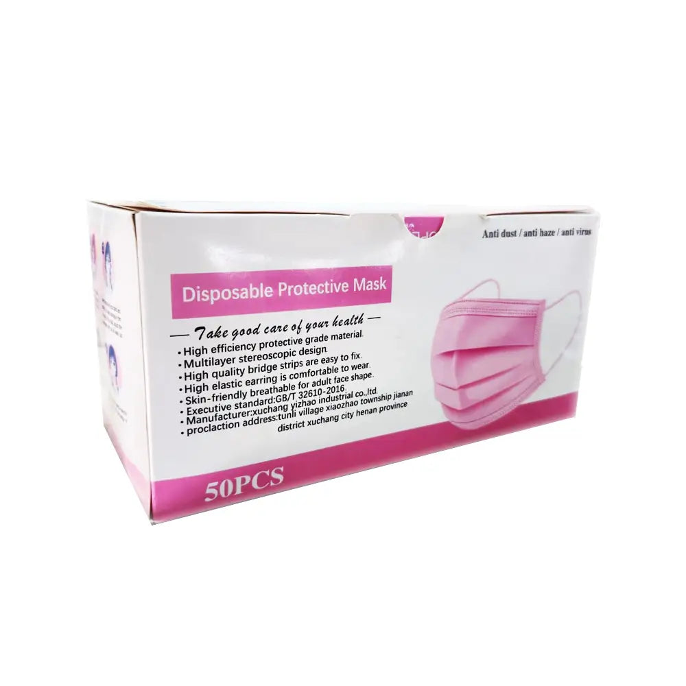 Face Mask (Pink) Disposable 50Pcs