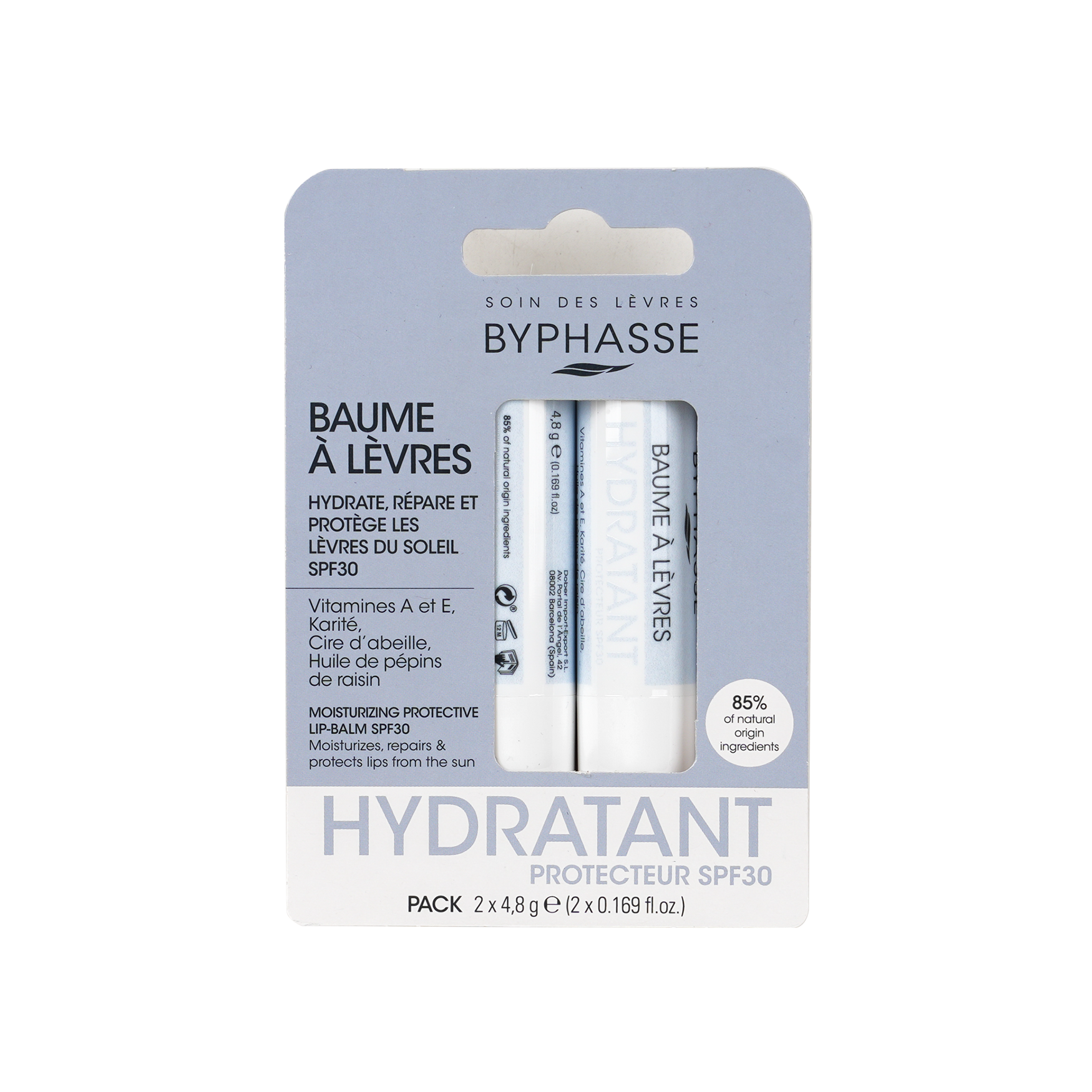 BYPHASSE SPF30 PROTECTION LIP BALM 2X4.8G - 4196