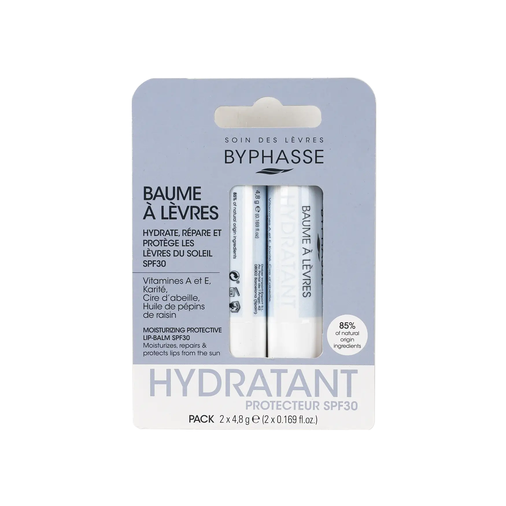 BYPHASSE SPF30 PROTECTION LIP BALM 2X4.8G - 4196