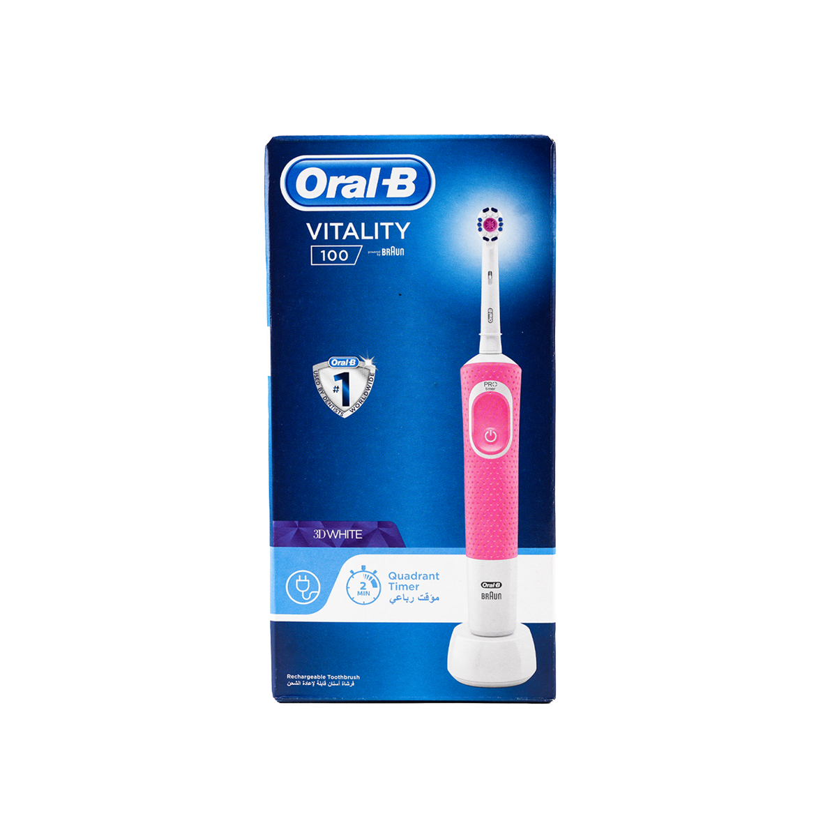 Oral-B Vitality 100 3d White Rechargeable Toothbrush-Pink