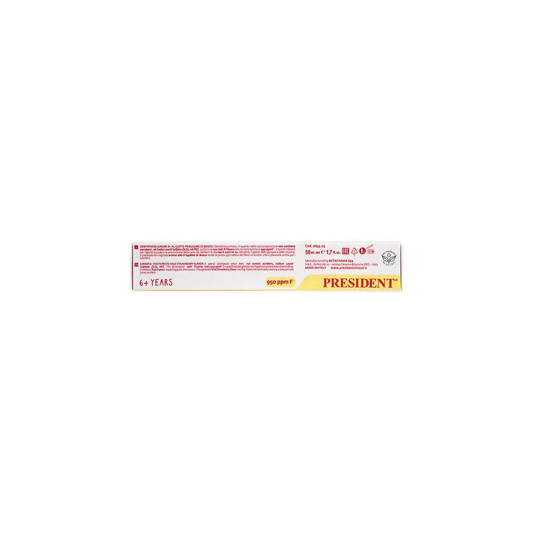 President Junior 6_ Wild Strawberry Toothpaste 50ml