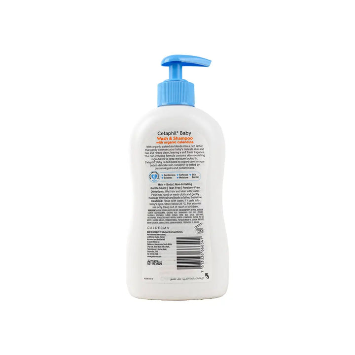 46384-CETAPHIL BABY WASH &amp; SHAMPOO WITH ORAGANIC CALENDULA 400ML +1