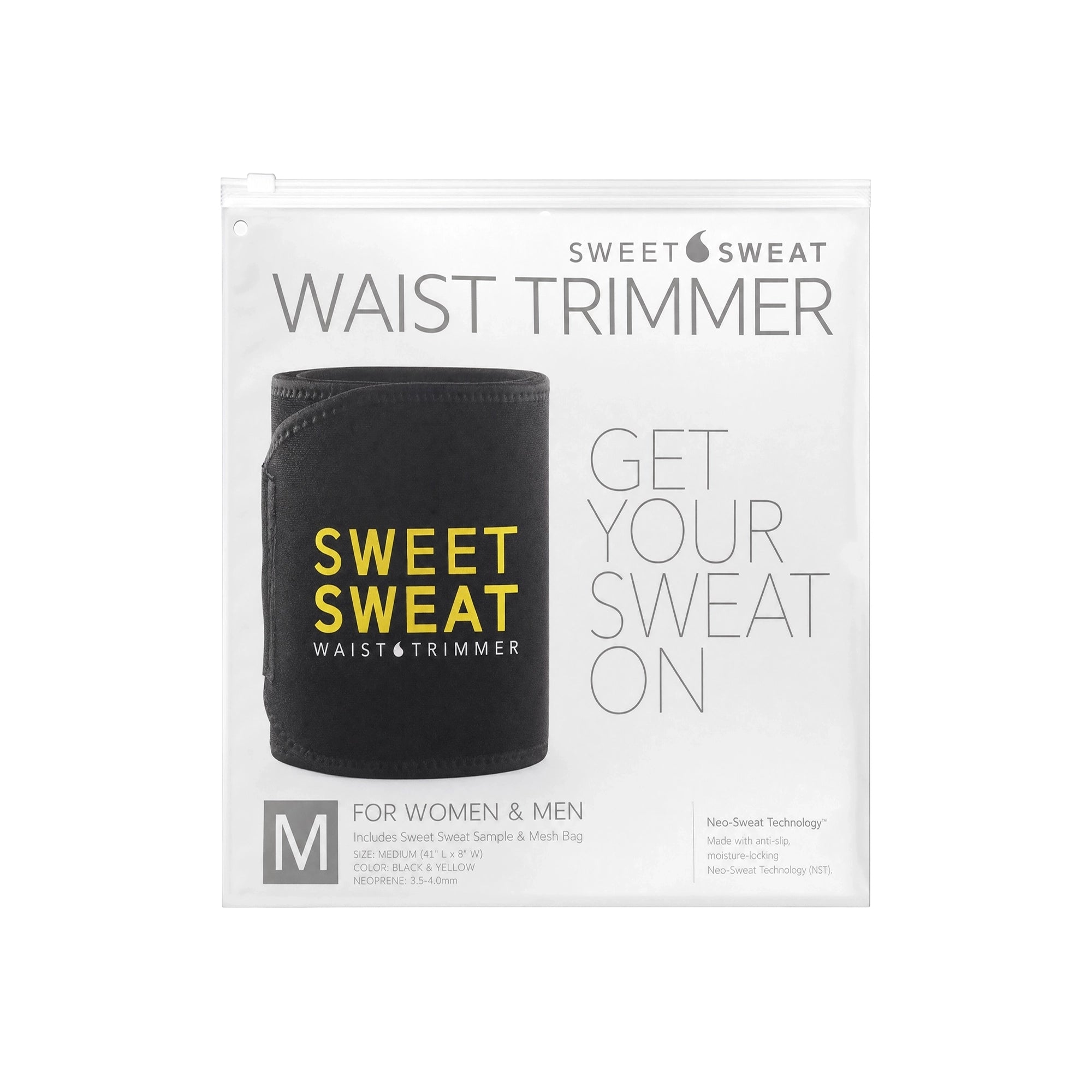 46393-Sweet Sweat Waist Trimmer Black & Yellow-M 