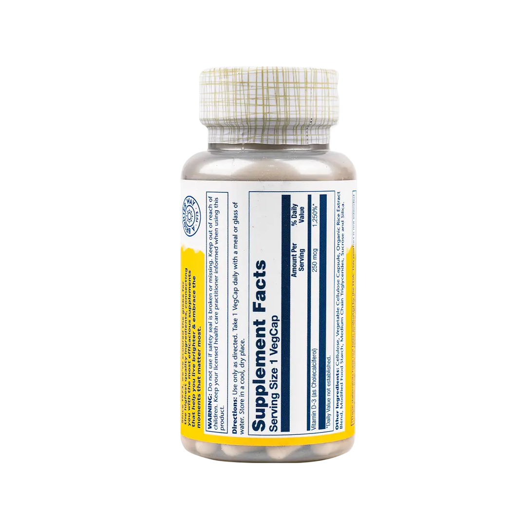 46482-Solaray Vitamin D3 250mcg (10,000 Iu) 60veg Caps +1
