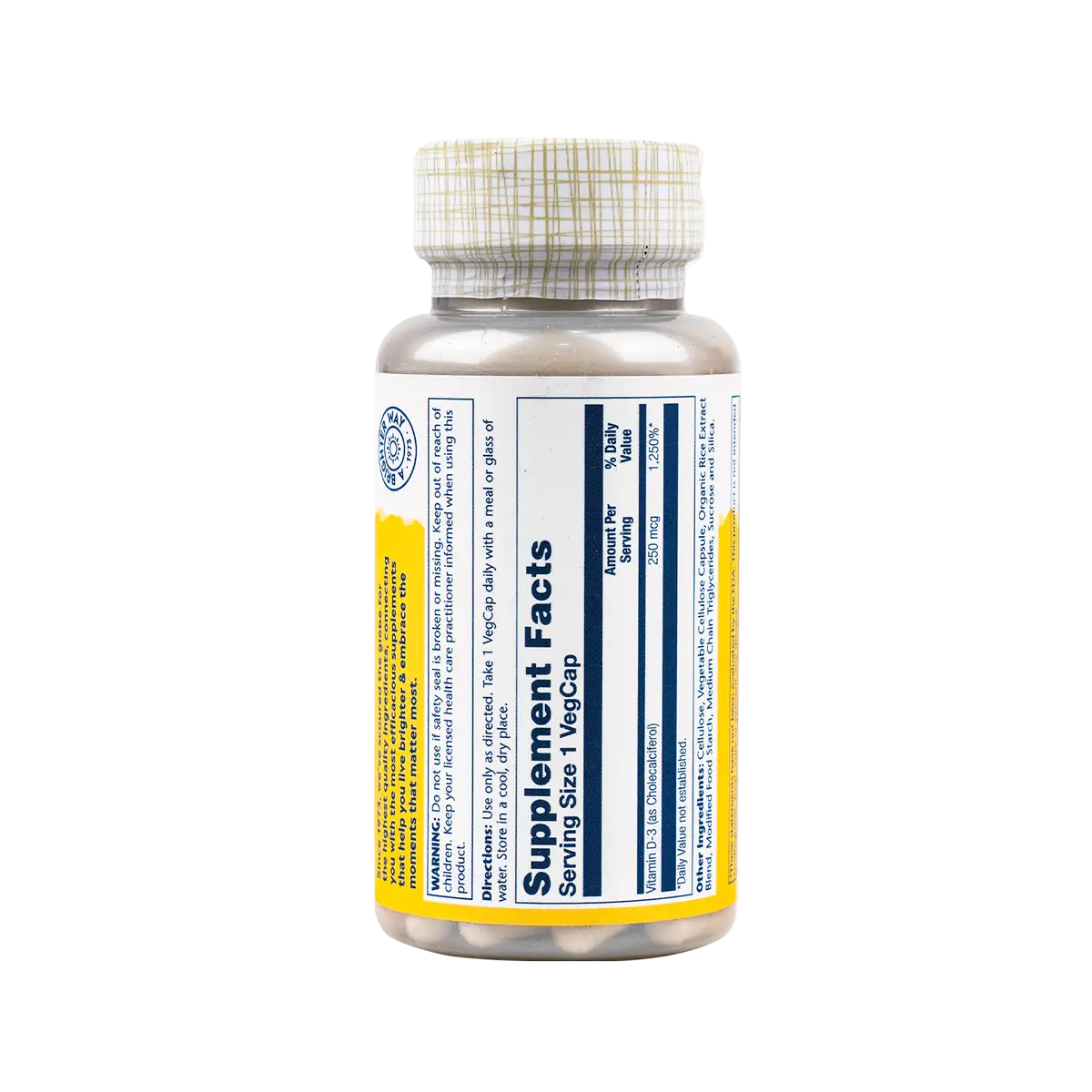 46482-Solaray Vitamin D3 250mcg (10,000 Iu) 60veg Caps +1