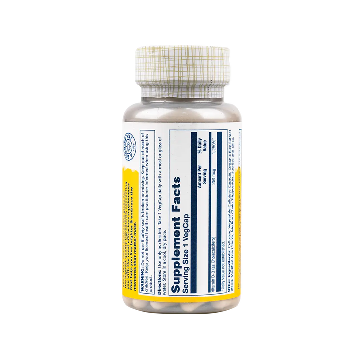 46482-Solaray Vitamin D3 250mcg (10,000 Iu) 60veg Caps +1