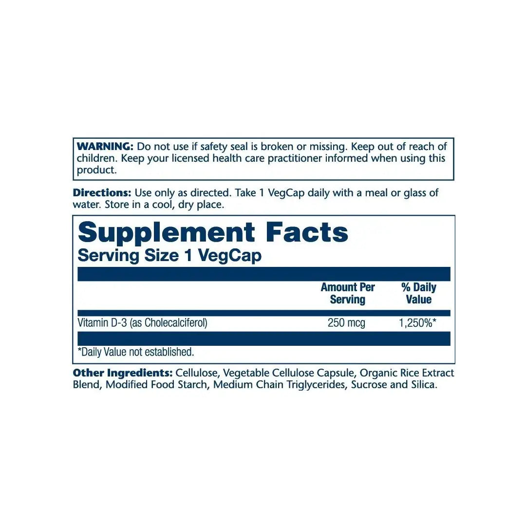 46482-Solaray Vitamin D3 250mcg (10,000 Iu) 60veg Caps +3