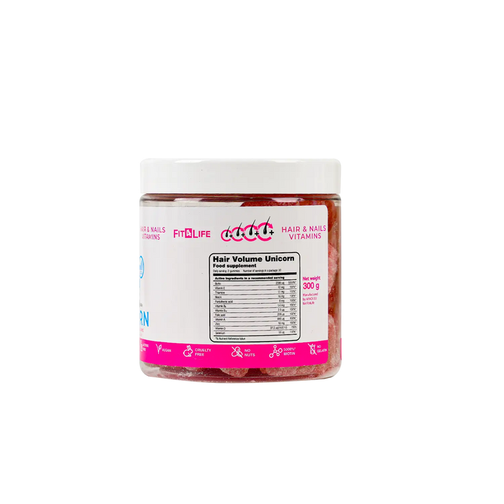 46583-Fit 4 Life Hair Volume Unicorn 300G 60Gummies +1