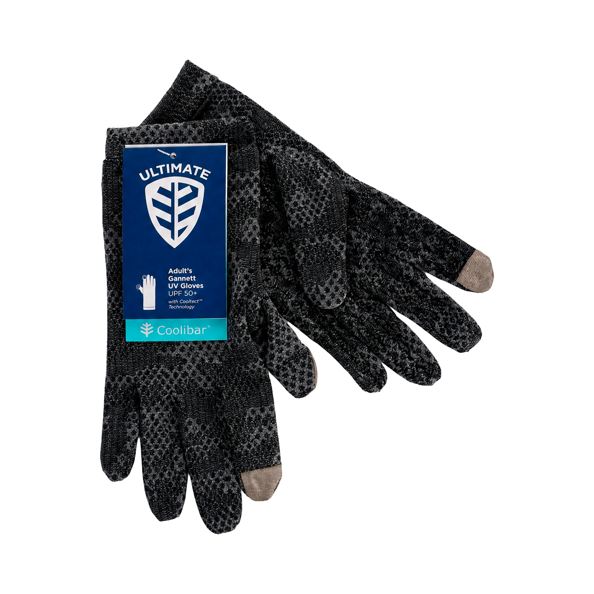46639-Coolibar UPF50+ Sun Charcoal Gloves-L