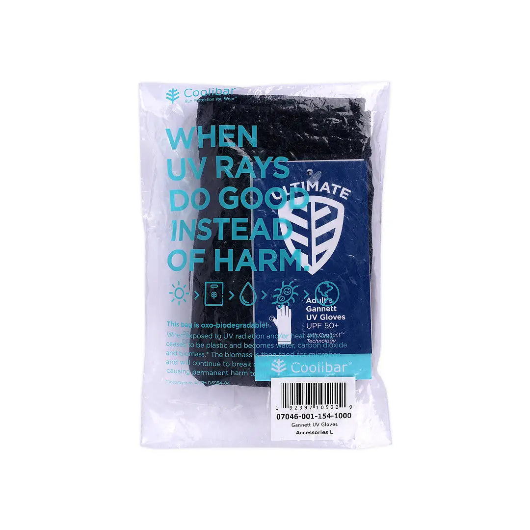 Coolibar UPF50+ Sun Black Gloves-L