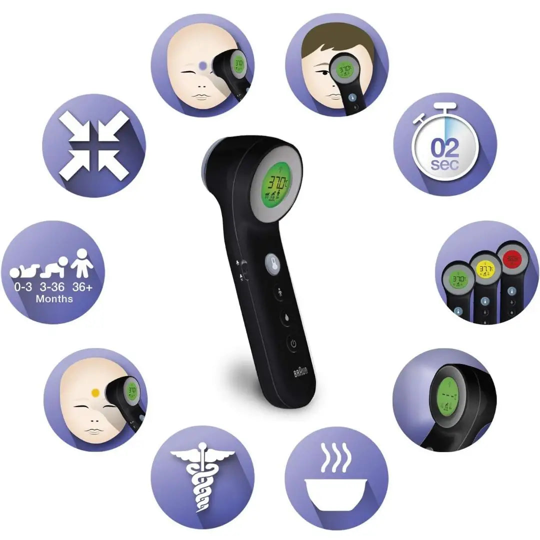 46716-Braun 3in1 No Touch Thermometer Black-BNT400 +1