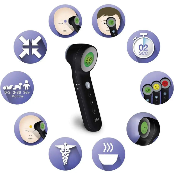 46716-Braun 3in1 No Touch Thermometer Black-BNT400 +1