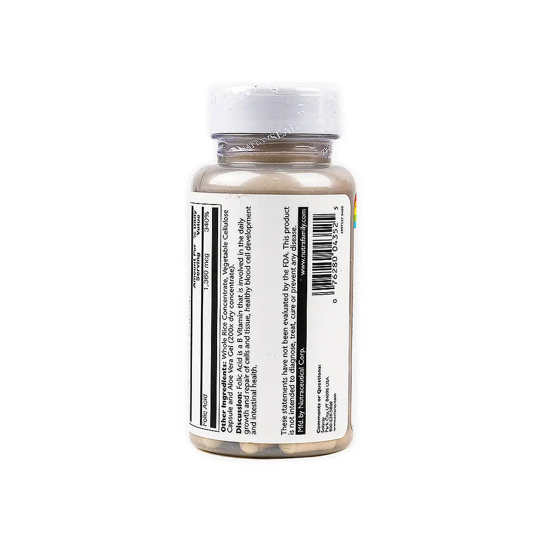 46753-Solaray Folic Acid 1360Mcg 100 Vag Caps +1