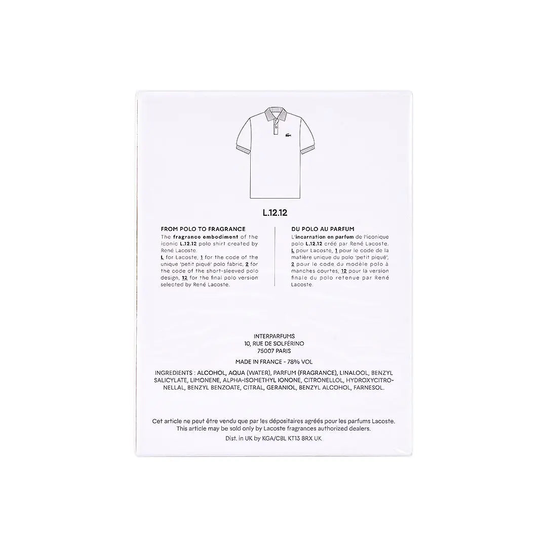 Lacoste Blanc - Pure EDT 100 ML