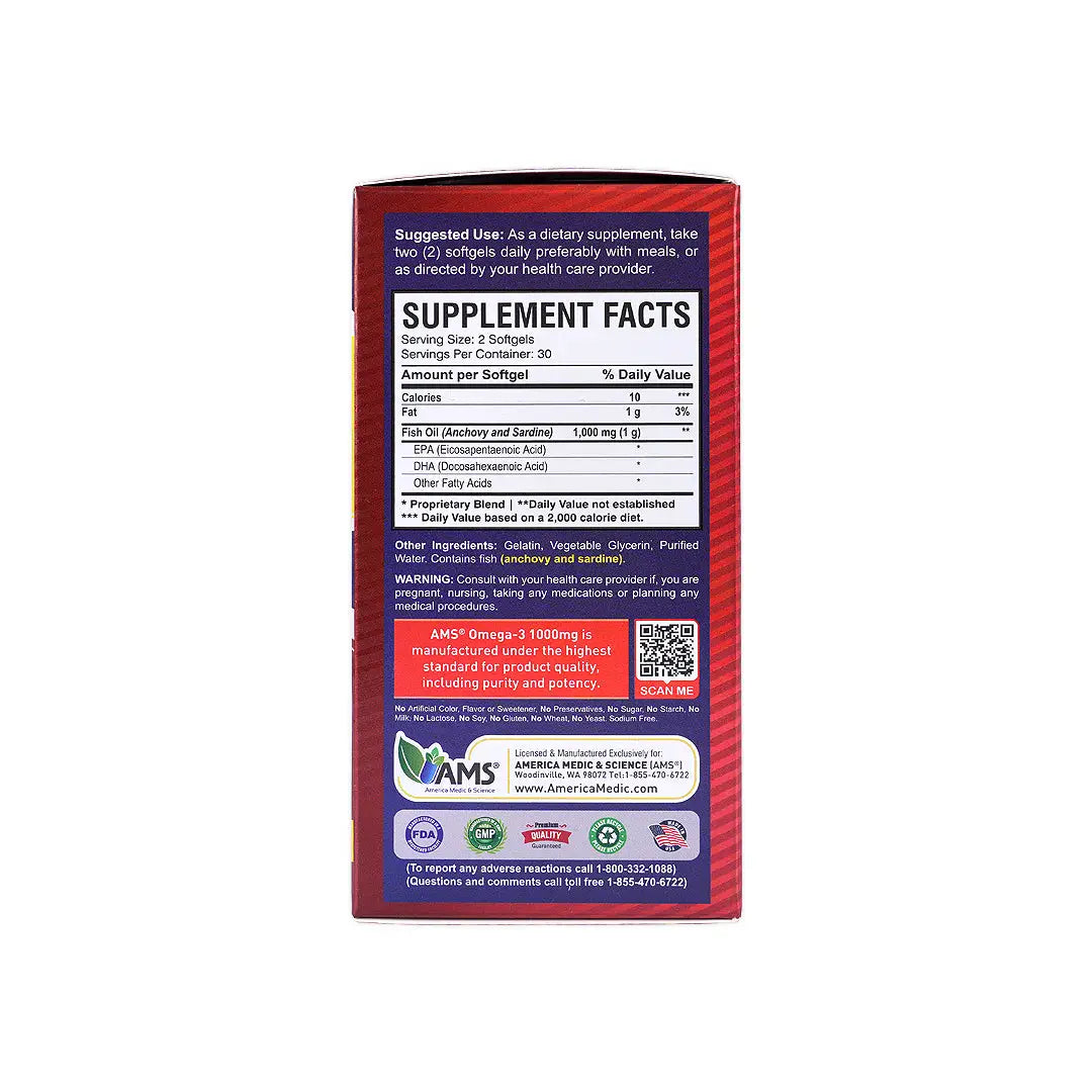 47012-AMS Omega-3 1000Mg 60 Soft Gels +5