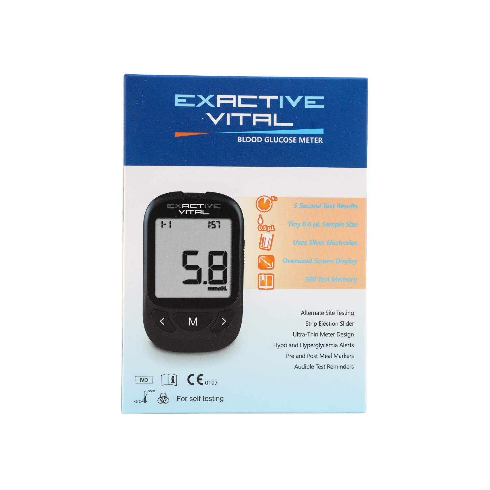 Exactive Vital Glucometer+25 Strips+25 Lancets(mmol/dL)