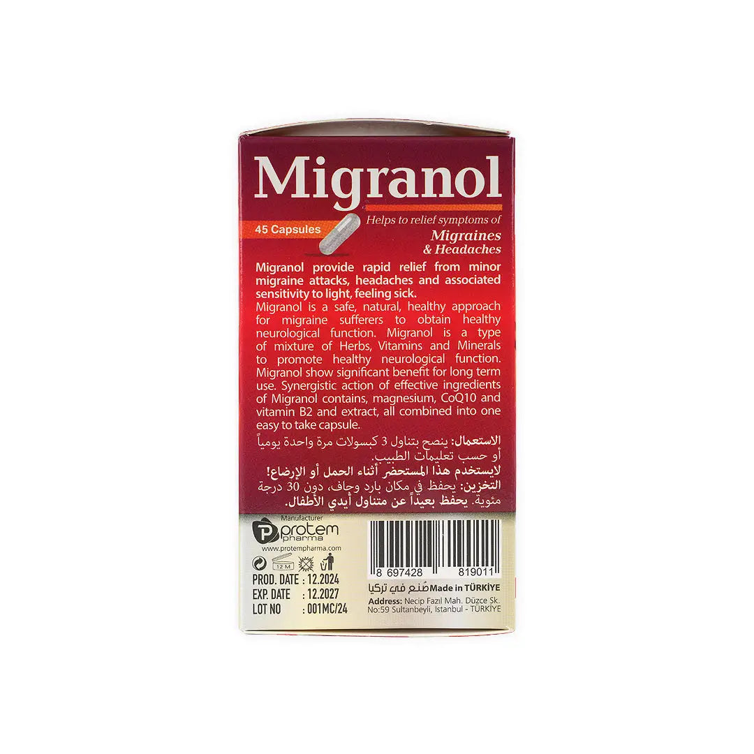 Pro Tem Fee PROTEM PHARMA MIGRANOL 45 CAPSULES – Pharmazone