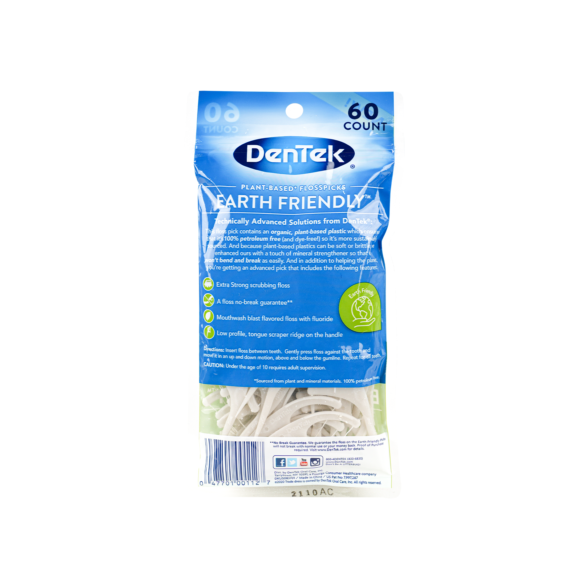 DENTEK EARTH FRIENDLY 60 FLOSS PICKS